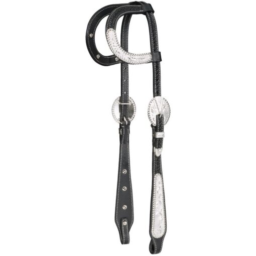 Silver Royal Double Ear Headstall with Berry Edge