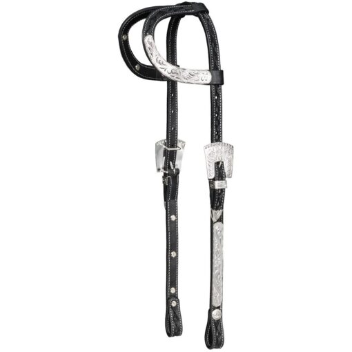 Silver Royal Double Ear Headstall with Diamond Tooling 13 Silver Royal Double Ear Headstall with Diamond Tooling - Image 2