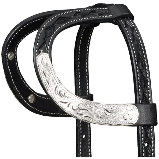 Silver Royal Double Ear Headstall with Diamond Tooling 19 Silver Royal Double Ear Headstall with Diamond Tooling - Image 8