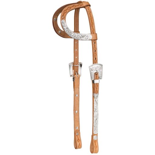 Silver Royal Double Ear Headstall with Diamond Tooling 14 Silver Royal Double Ear Headstall with Diamond Tooling - Image 3