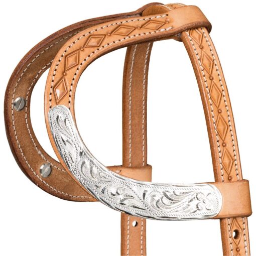 Silver Royal Double Ear Headstall with Diamond Tooling 20 Silver Royal Double Ear Headstall with Diamond Tooling - Image 9