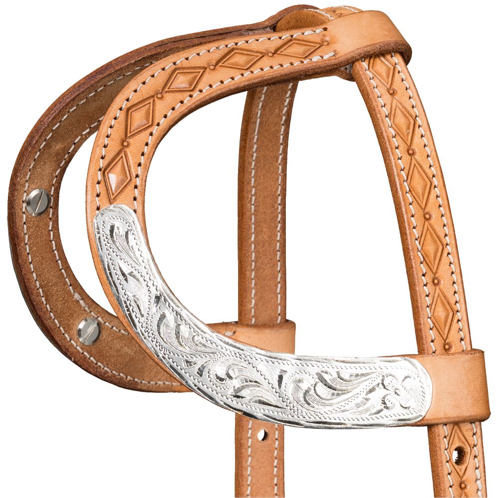 Silver Royal Double Ear Headstall with Diamond Tooling 11 Silver Royal Double Ear Headstall with Diamond Tooling - Image 9