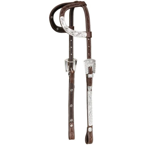 Silver Royal Double Ear Headstall with Diamond Tooling 15 Silver Royal Double Ear Headstall with Diamond Tooling - Image 4