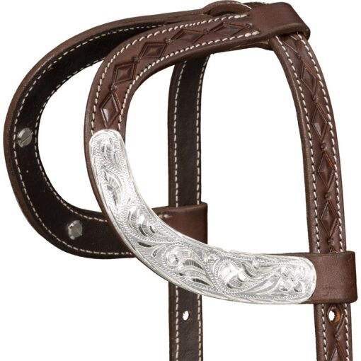 Silver Royal Double Ear Headstall with Diamond Tooling 21 Silver Royal Double Ear Headstall with Diamond Tooling - Image 10