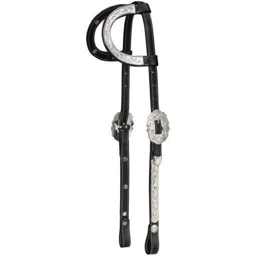 Silver Royal Double Ear Headstall with Raised Edge