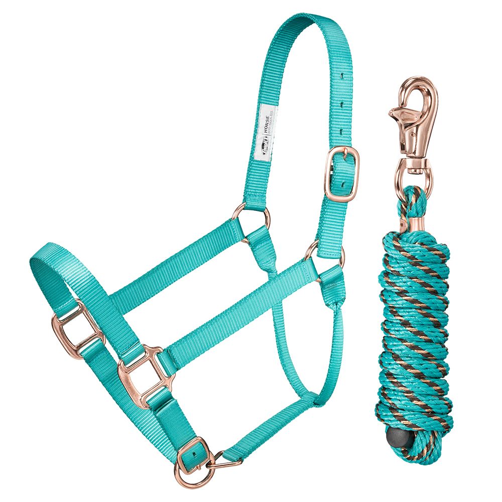 Tough1 Premium Nylon Halter and Lead with Rose Gold Hardware 2 Tough1 Premium Nylon Halter and Lead with Rose Gold Hardware