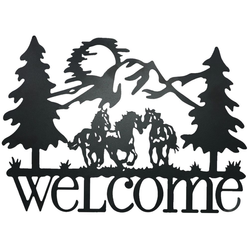 Horse & Mountains Welcome Sign 3 Horse & Mountains Welcome Sign