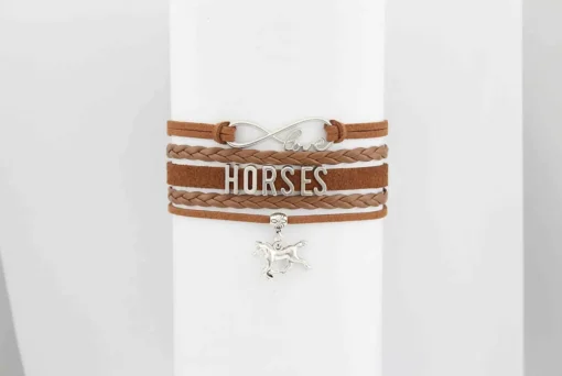 AWST International Brown Leatherette Horse Bracelet