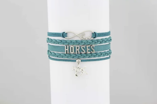 AWST International Teal Leatherette Horse Bracelet