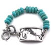 AWST International Turquoise & Silver Tone Toggle Bracelet