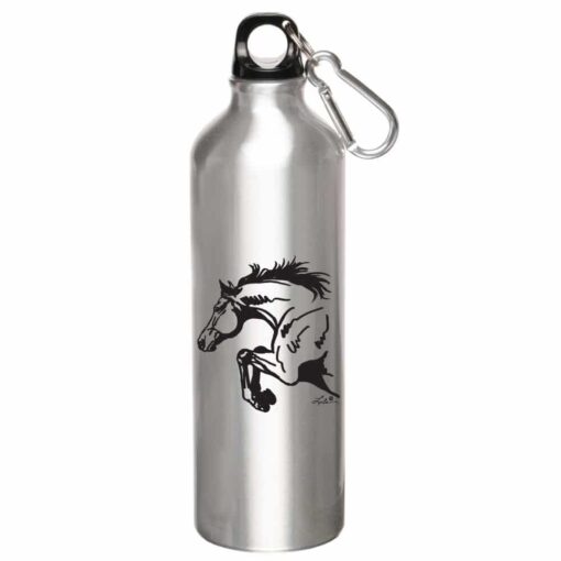 Aluminum Jumper Horse Sports Bottle - Silver