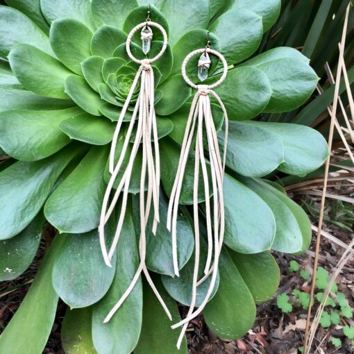 Astali Roadhouse Collection Hoop Tassels Clear Crystal Cream 4