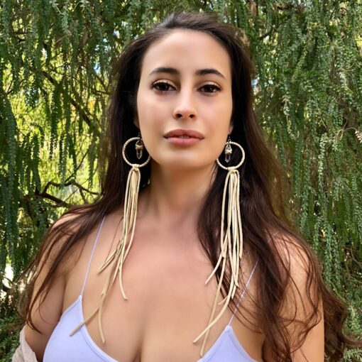 Astali Roadhouse Collection Hoop Tassels Clear Crystal Cream 6