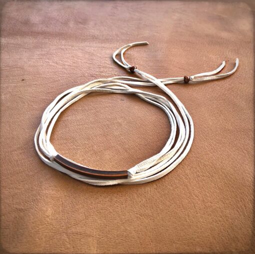 Astali Roadhouse Collection Leather Wrap Choker White Copper scaled 1