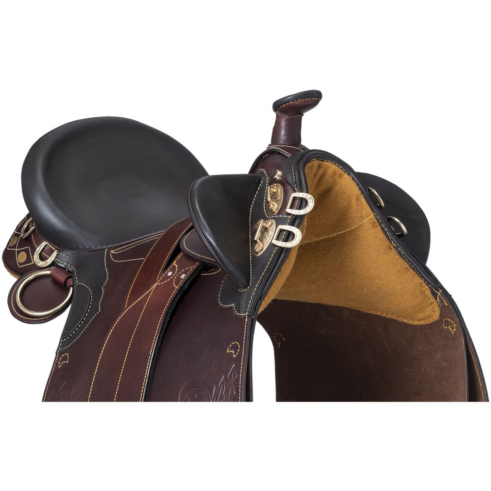 Australian Outrider Stock Poley Saddle – Black Leather, 16-19 Inch, Trail Ready