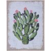 Cactus with Flowers Plank Wall Décor