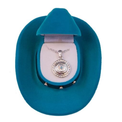 Concho Style Pendant with Blue Stone