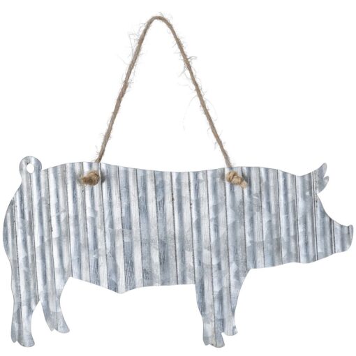 Corrugated Metal Pig Sign