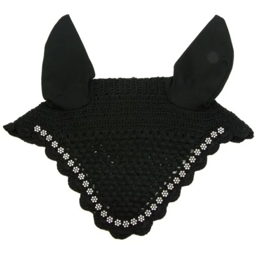 Crochet Fly Veil with White Crystal Flower Rhinestones