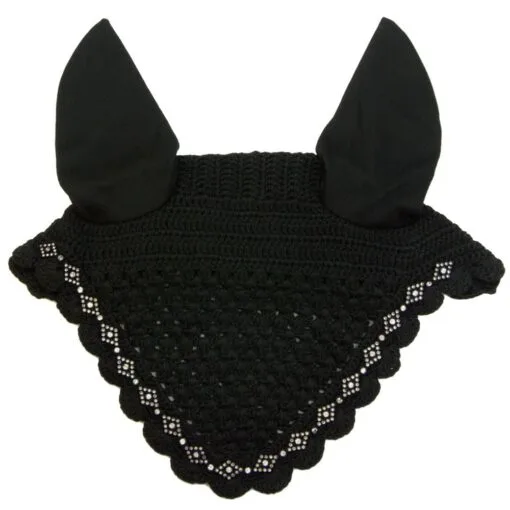 Crochet Fly Veil with White Diamond Shaped Rhinestones