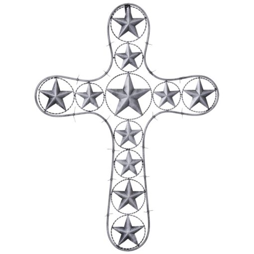 Cross With Stars And Barbwire Detail
