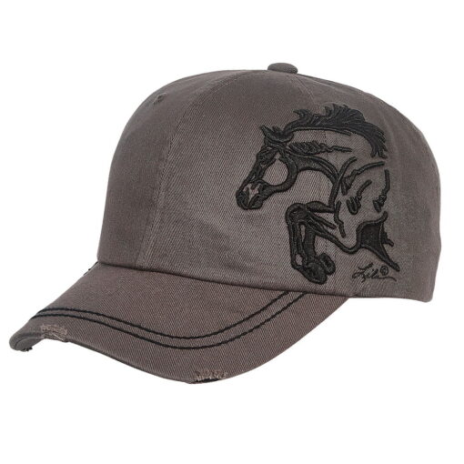 Distressed Baseball Cap with 3D Embroidered Jumper - Grey Grey Unisex One Size