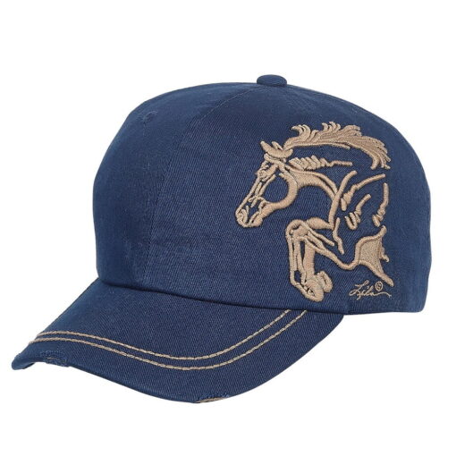 Distressed Baseball Cap with 3D Embroidered Jumper - Navy Navy Unisex One Size