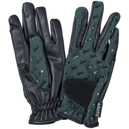 Equitare Youth Lycra Grip Riding Gloves Hunter Green1