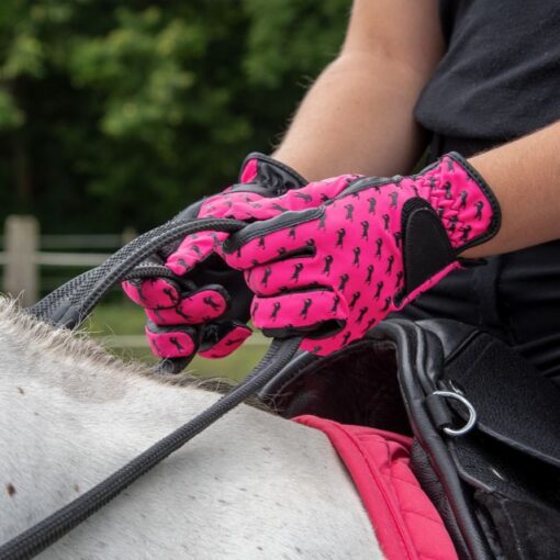 Equitare Youth Lycra Grip Riding Gloves Pink1