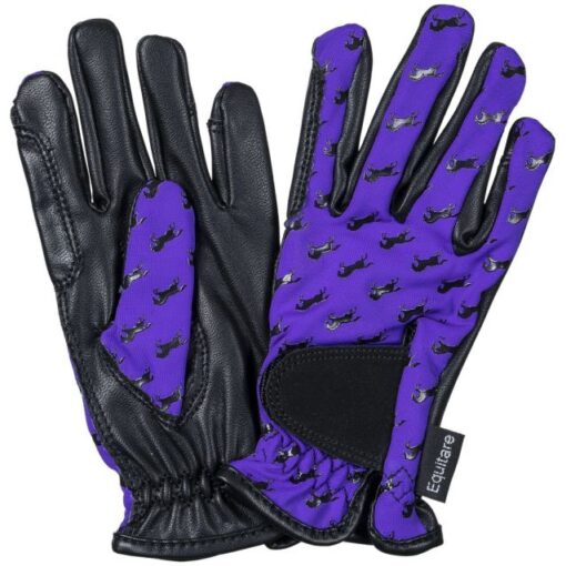 Equitare Youth Lycra Grip Riding Gloves Purple1