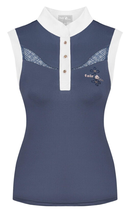 Fair Play Cecile Rose Gold Competition Shirt Sleeveless Steel Blue1