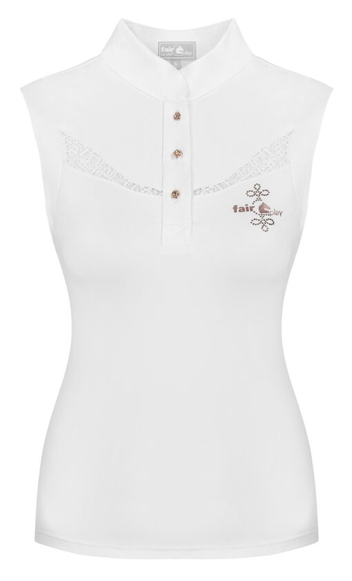 Fair Play Cecile Rose Gold Competition Shirt Sleeveless White1
