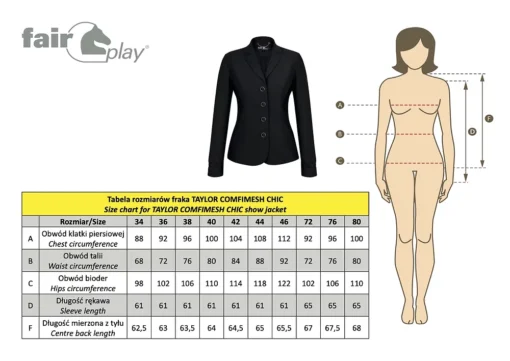 Fair Play Taylor Comfimesh Chic Show Jacket 19 Fair Play Taylor Comfimesh Show Coat Size Chart