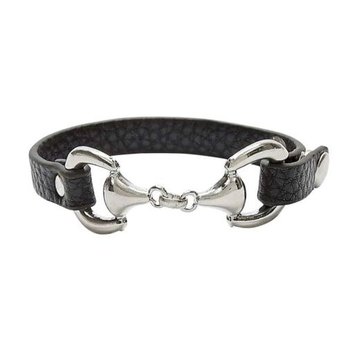 Faux Leather Snaffle Bit Bracelet Brown