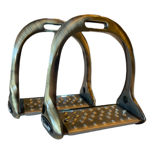 Horka Tech Tread Stirrup Irons Gold Brass