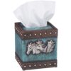 Horse Head and Blue Leather Square Tissue Box Cover 2 Horse Head and Blue Leather Square Tissue Box Cover