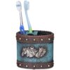 Horse Head and Blue Leather Toothbrush Holder 2 Horse Head and Blue Leather Toothbrush Holder