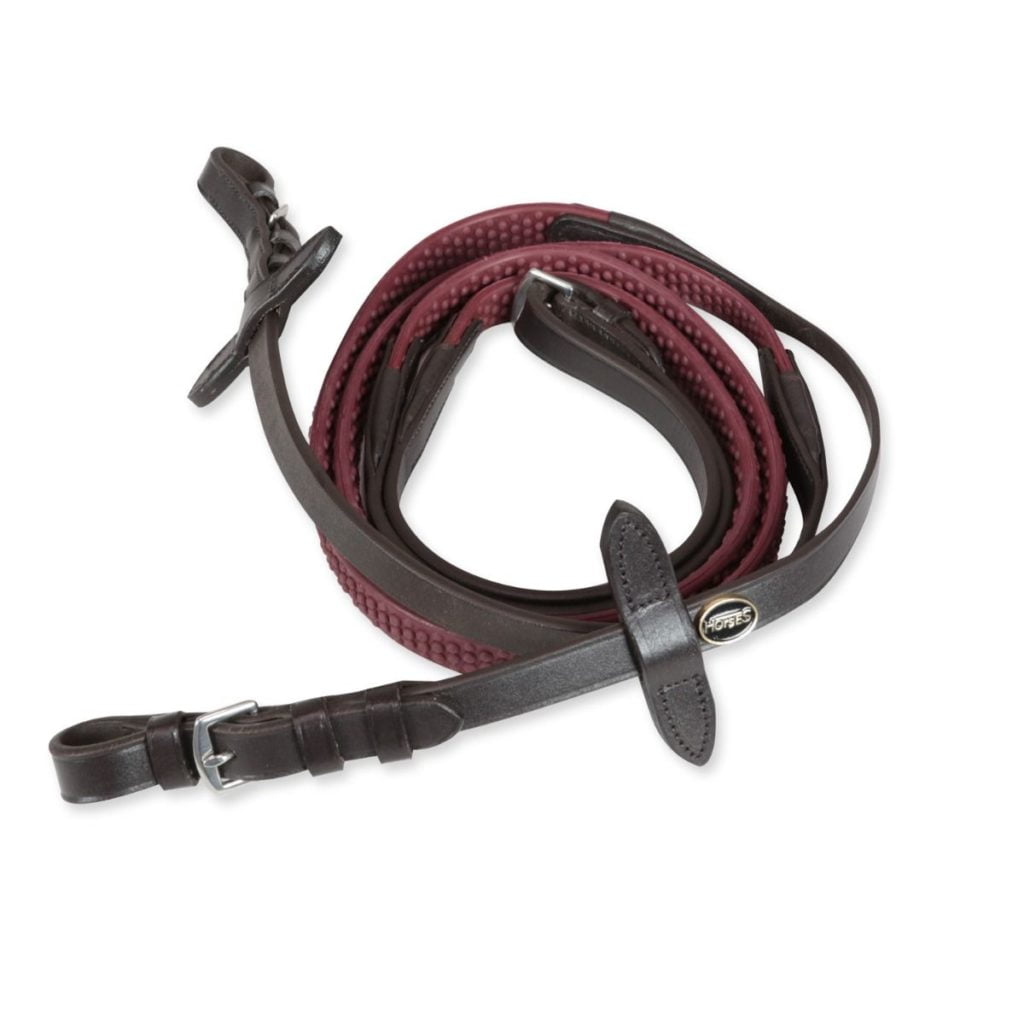 Horses Rubber Grip Reins Burgundy The Connected Rider San Antonio