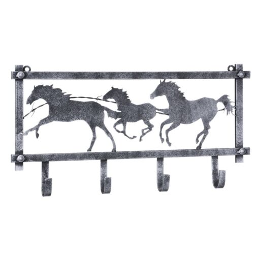 Horses and Barbwire Wall Rack in Hammered Finish