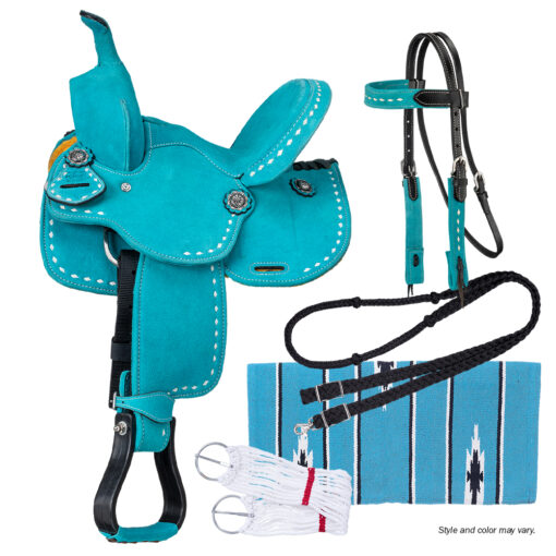 King Series Youth Stratford Suede Barrel Saddle Package