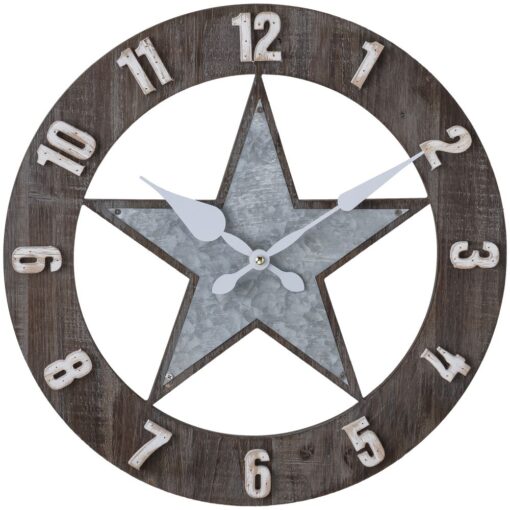 Metal & Wood Star Wall Clock