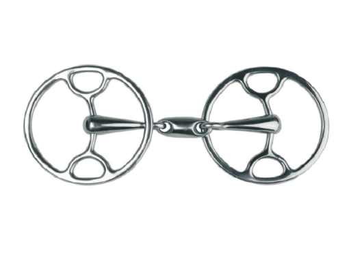 Metalab Double Jointed Sliding Gag With Oval Link Loose Ring Snaffle