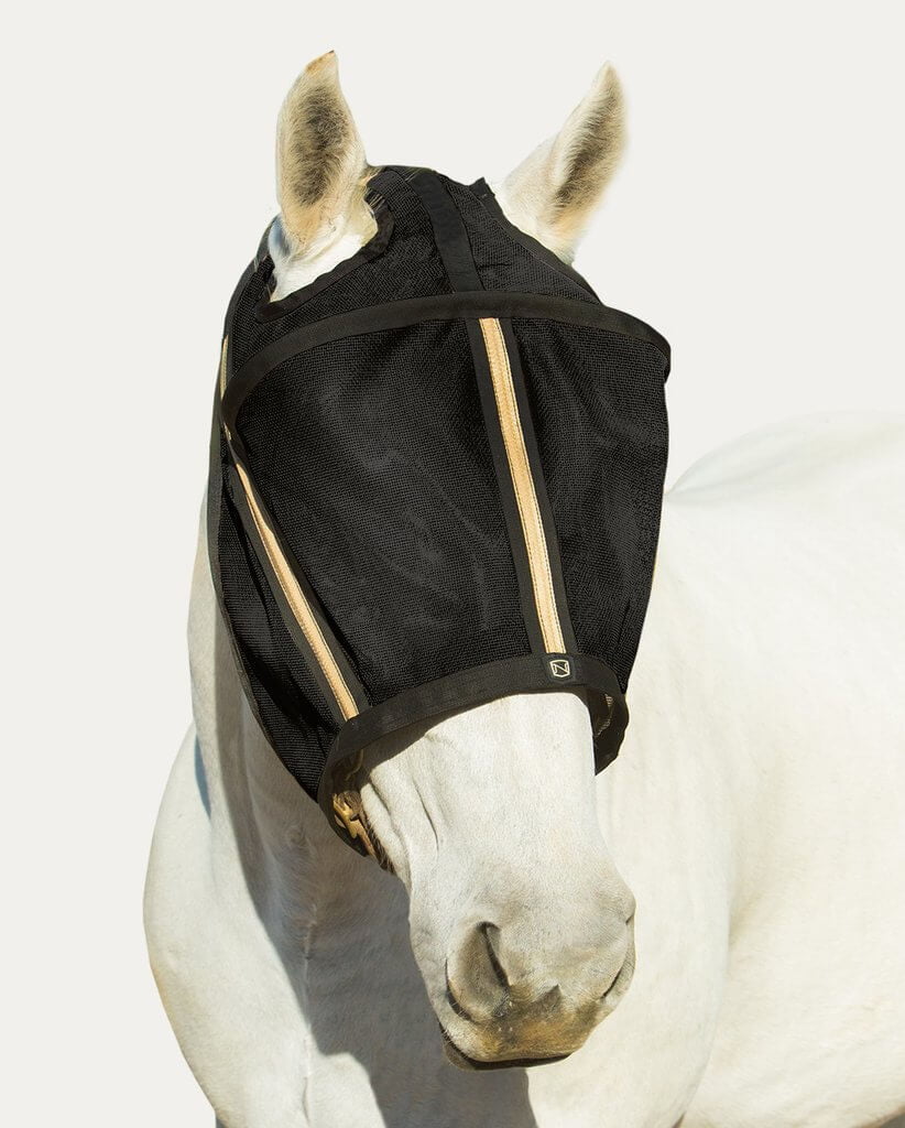 Noble Outfitters Guardsman Fly Mask with Ears Black Color XLarge Size 12402 