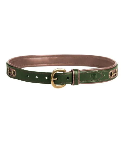 Nobel Equestrian M Brown Leather belt Brown Leather Belt with Tan Trim - Belle Equestrian main image 3