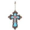 Pink & Turquoise Cross Ornament