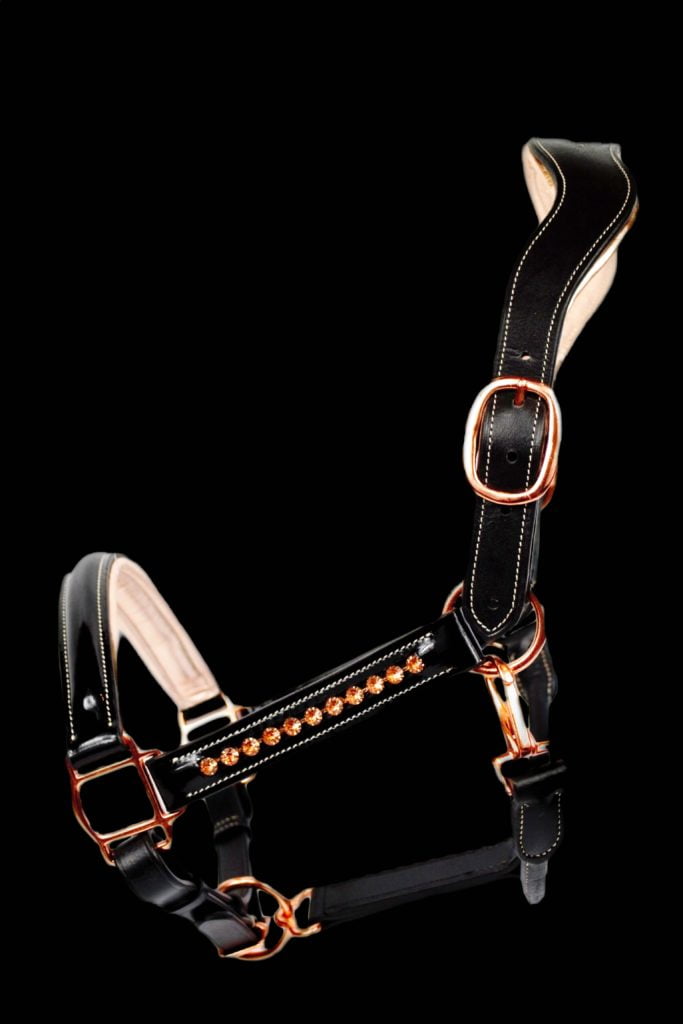 Ritzy Ariana Patent Leather Rose Gold Halter - The Connected Rider San