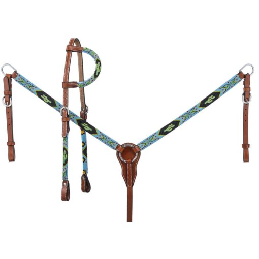 Royal King Beaded Cactus Headstall & Breastcollar Set