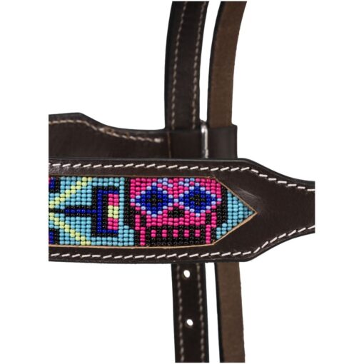 Royal King Beaded Sugar Skull Browband Headstall 1
