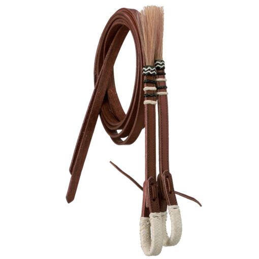 Royal King Braided Rawhide Split Reins Horsehair