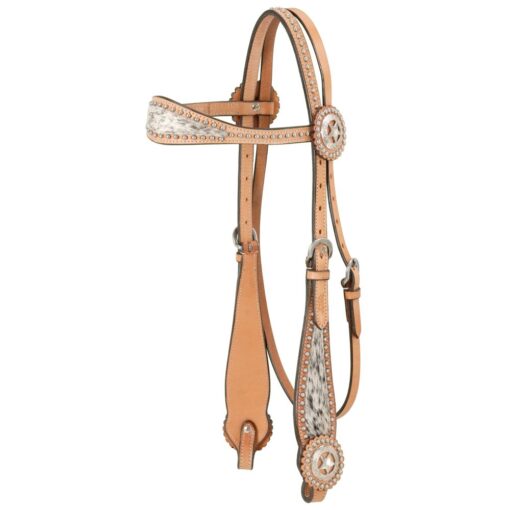 Royal King Browband Headstall with Spotted Hair Overlay
